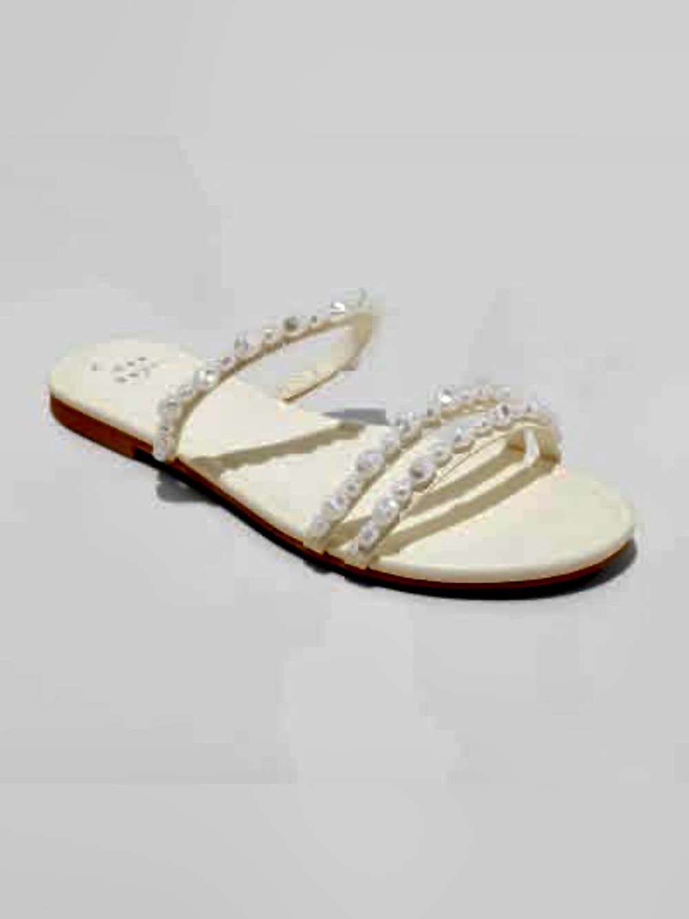 a new day White Pearl-Trim Slide Sandals